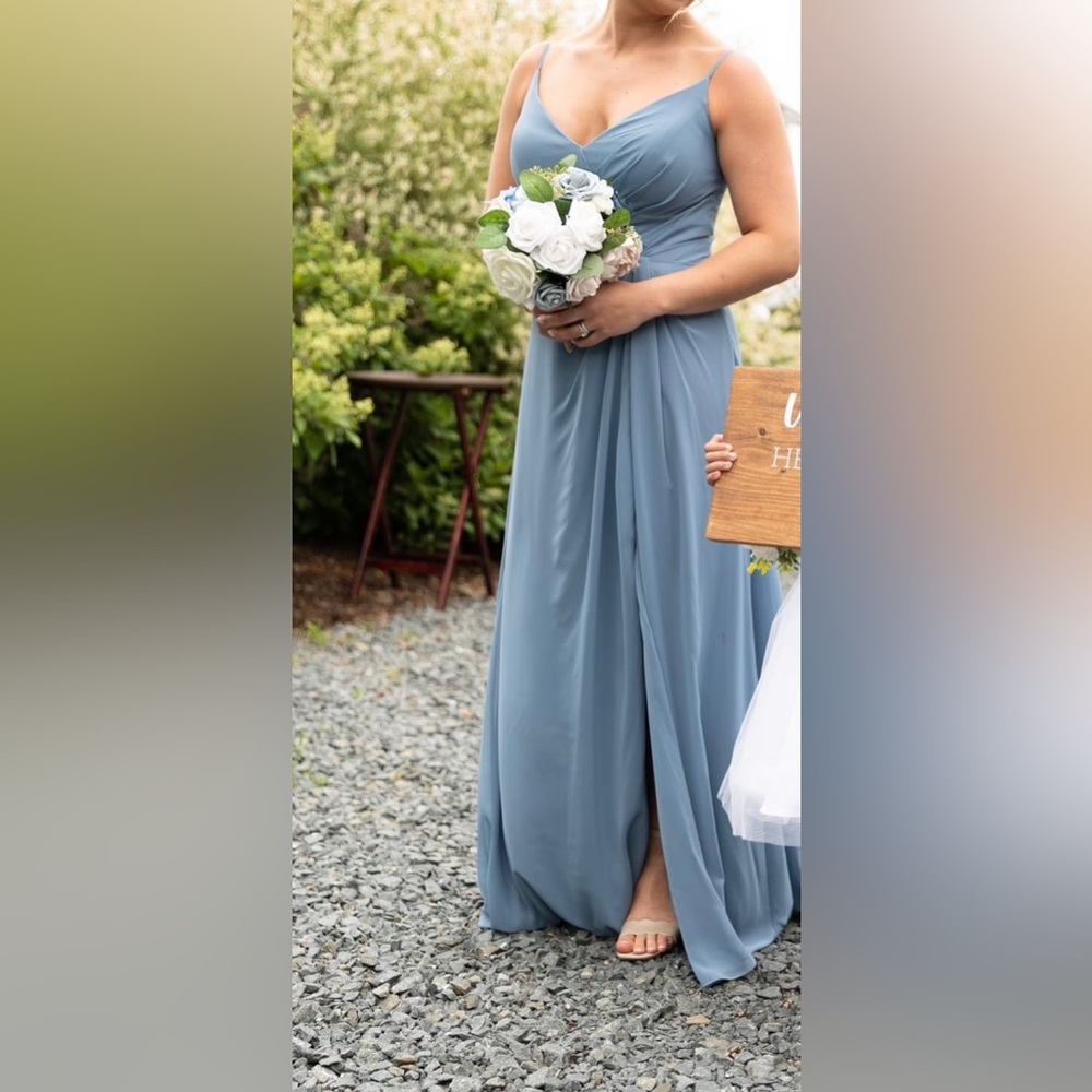 Slate blue Morilee bridesmaid dress